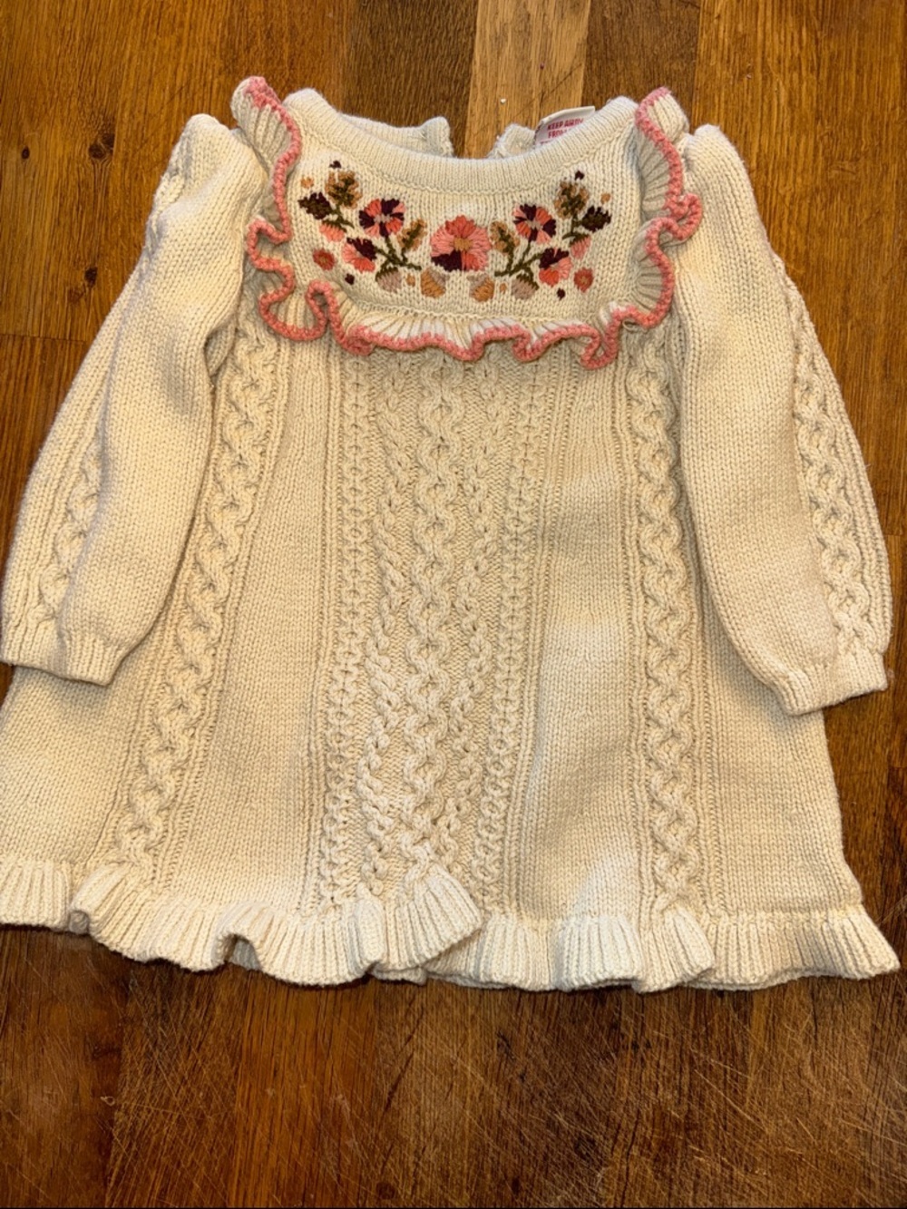 Cynthia Rowley Cream Knit Dress with Pink Floral Trim